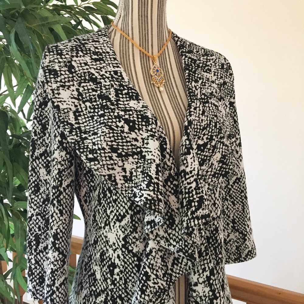 Calvin Klein Open Front Ruffle Blazer Size 4 - Picture 5 of 9